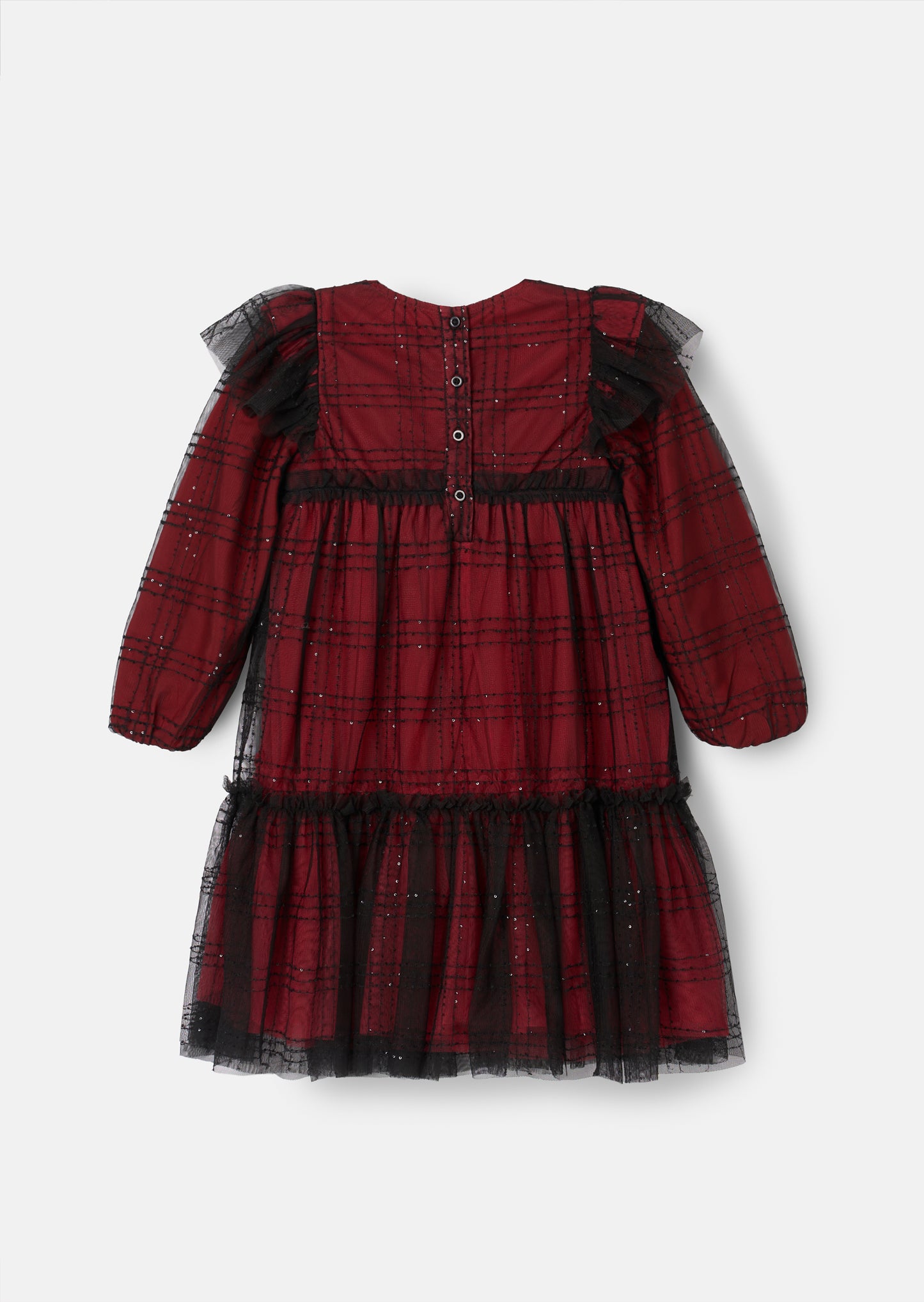 Tia Sequin Tartan Mesh Dress