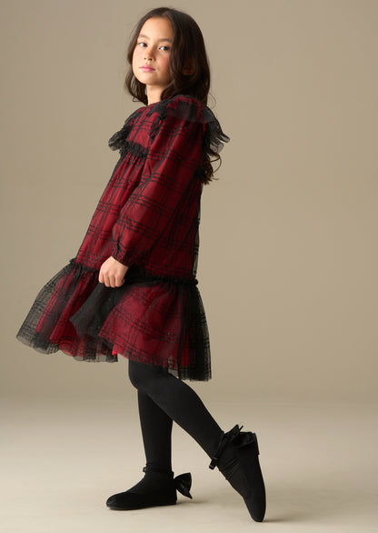 Tia Sequin Tartan Mesh Dress