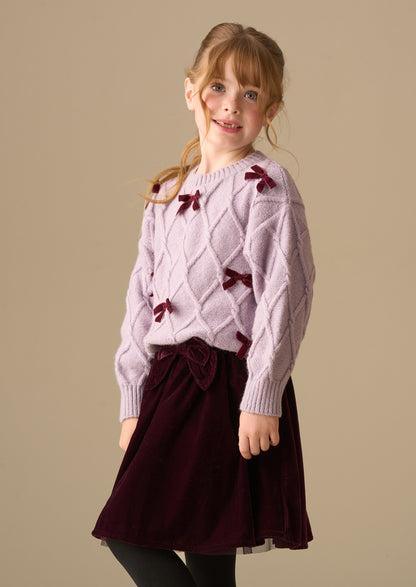 Clara Textured Knit Velvet Bow Jumper