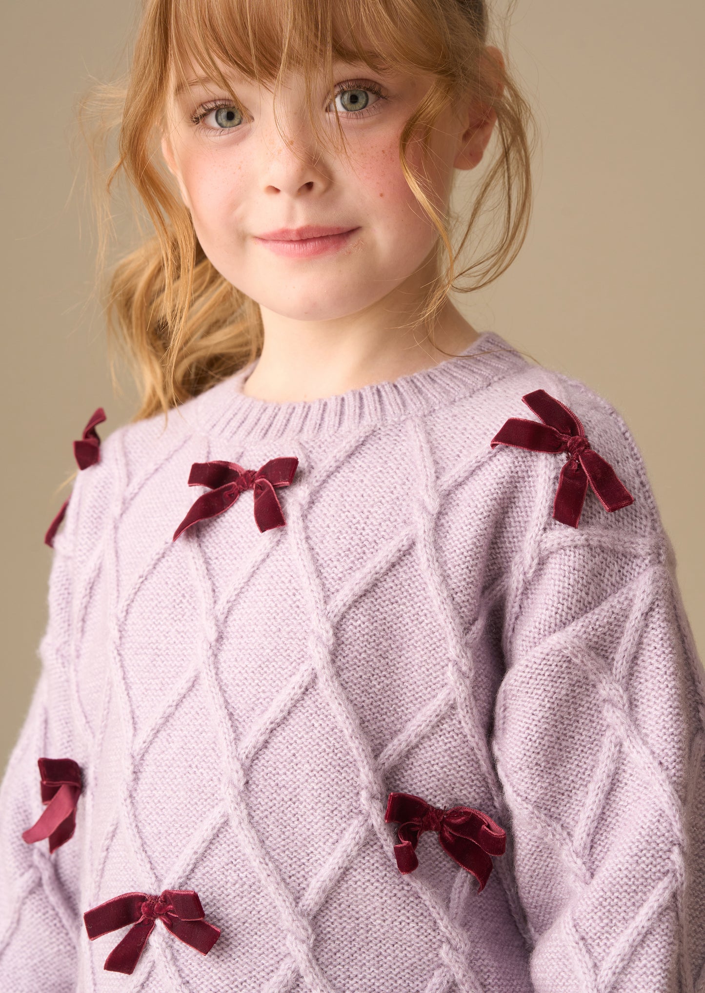 Clara Textured Knit Velvet Bow Jumper