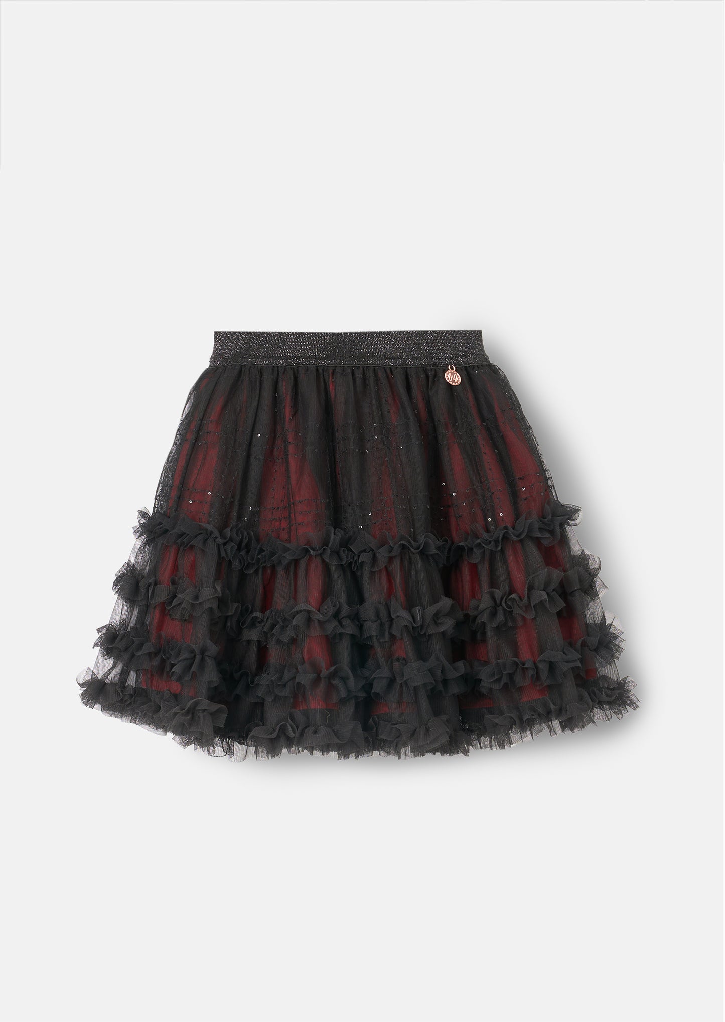 Darby Sequin Tartan Mesh Skirt