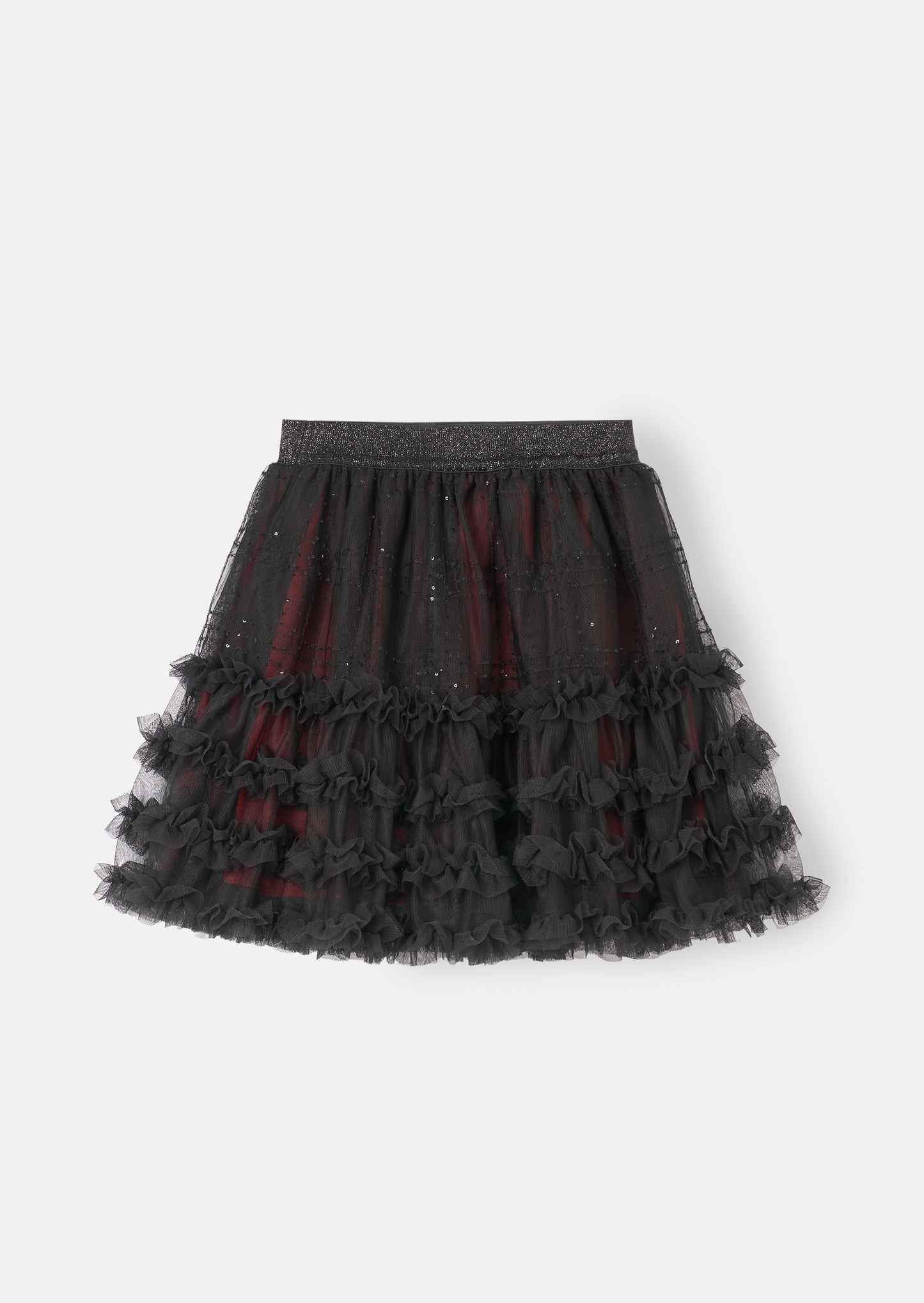 Darby Sequin Tartan Mesh Skirt