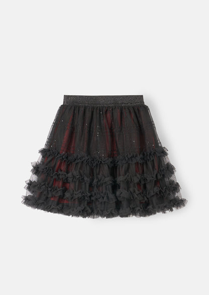 Darby Sequin Tartan Mesh Skirt
