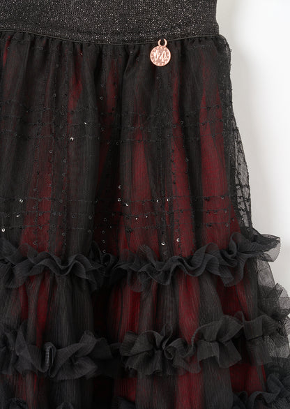 Darby Sequin Tartan Mesh Skirt