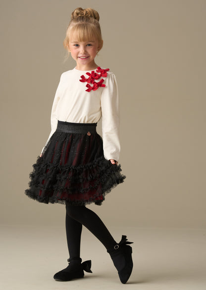 Darby Sequin Tartan Mesh Skirt