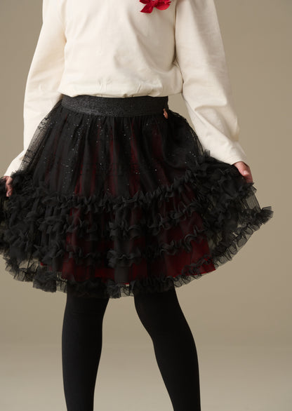 Darby Sequin Tartan Mesh Skirt