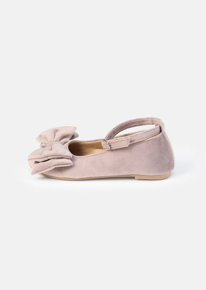 Pink Double Bow Velvet Ankle Strap Shoe