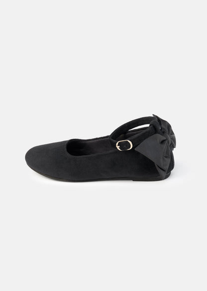 Black Velvet Satin Bow Back Shoe