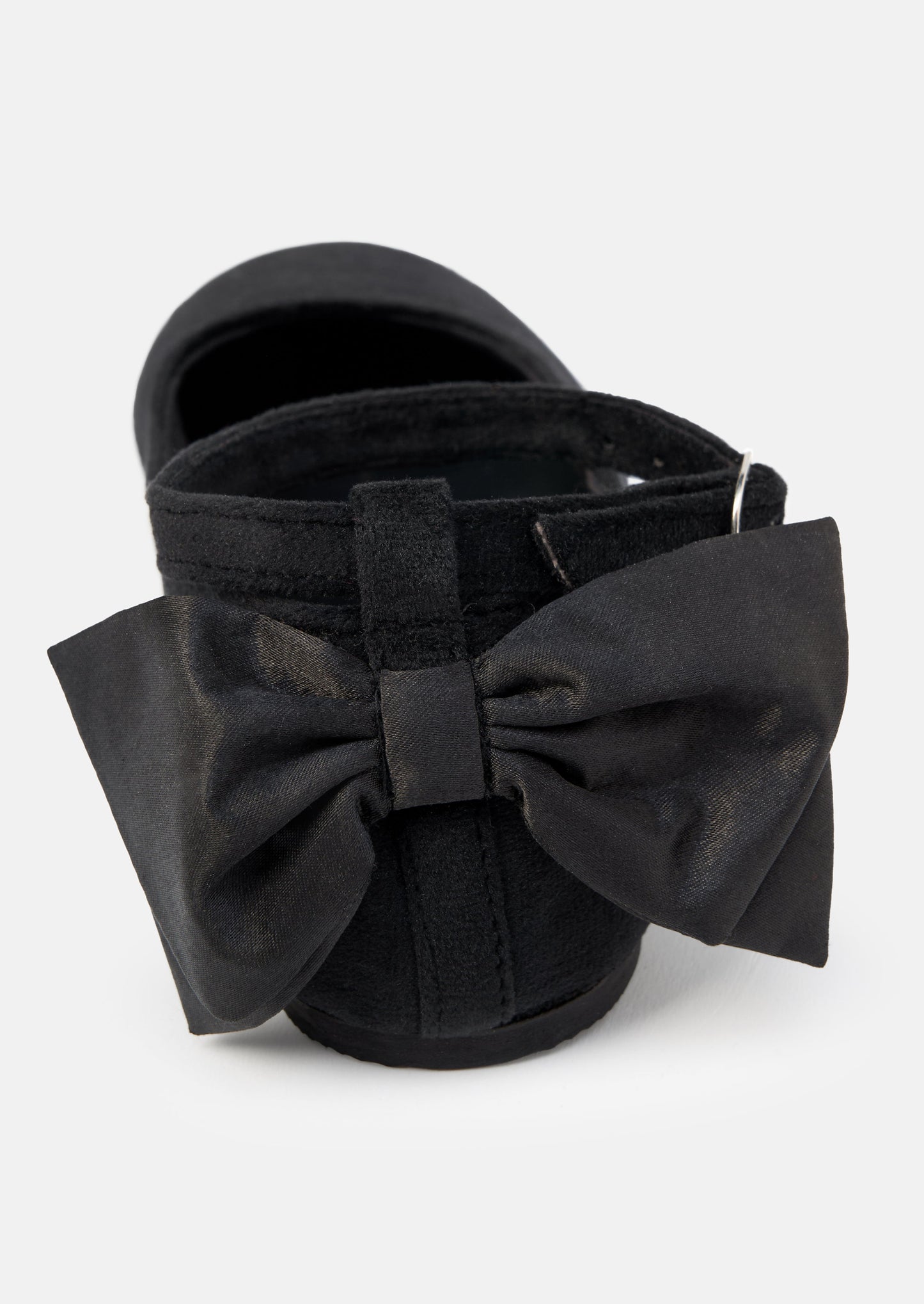 Black Velvet Satin Bow Back Shoe