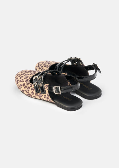 Leopard Buckle Sling Back Shoe