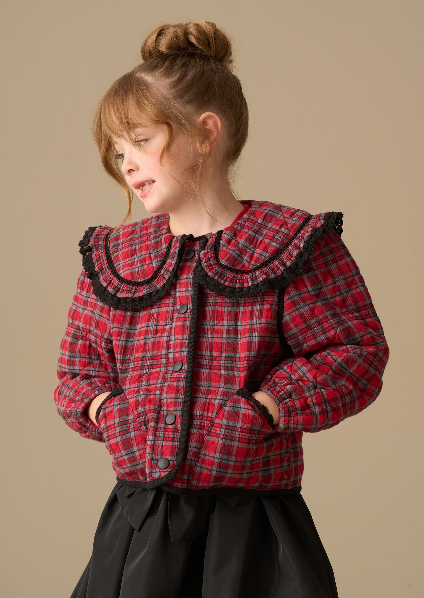 Paloma Red Check Collar Jacket