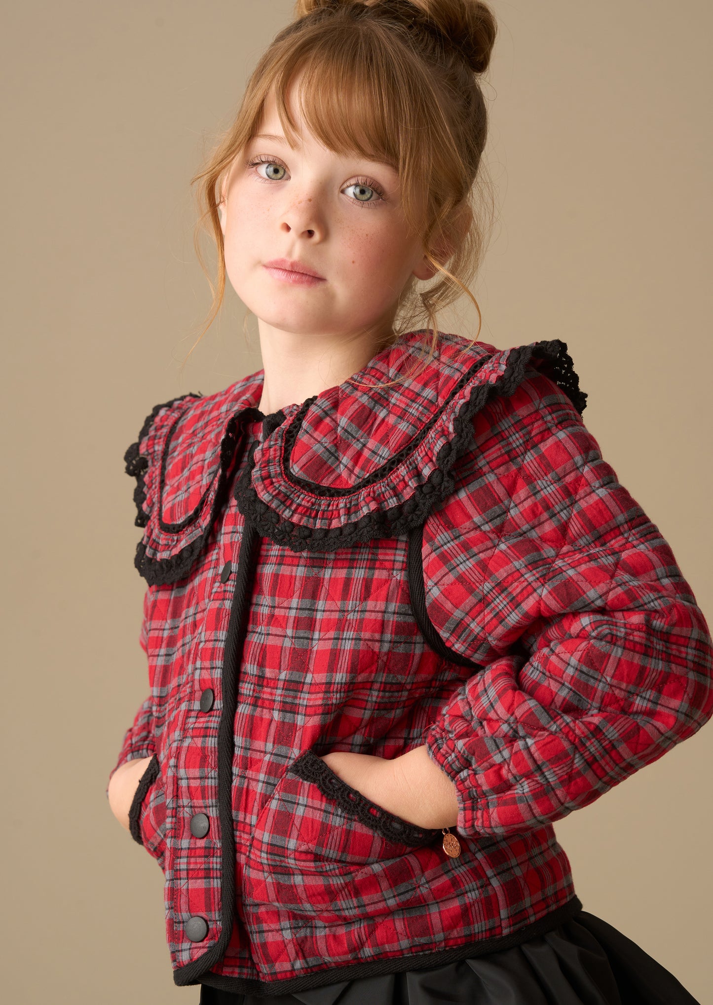 Paloma Red Check Collar Jacket