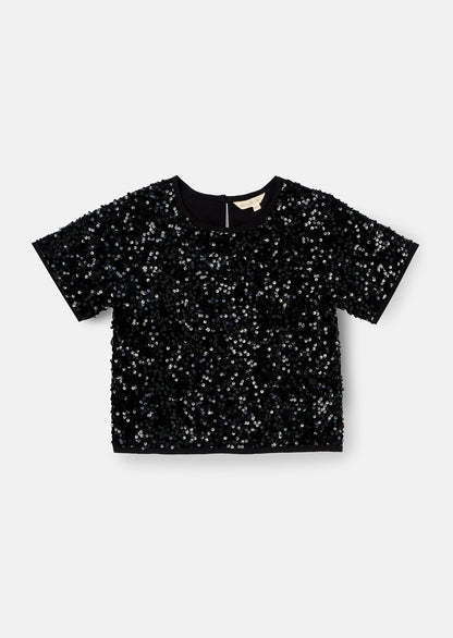 Leona Black Sequin Top