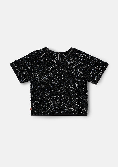 Leona Black Sequin Top