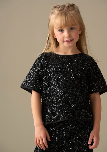 Leona Black Sequin Top