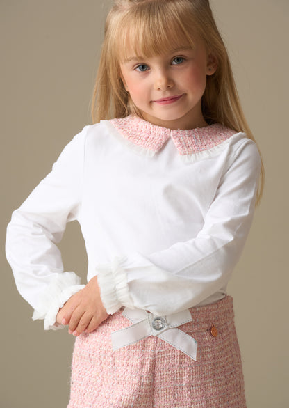 Faye Tweed Collar Ls Top