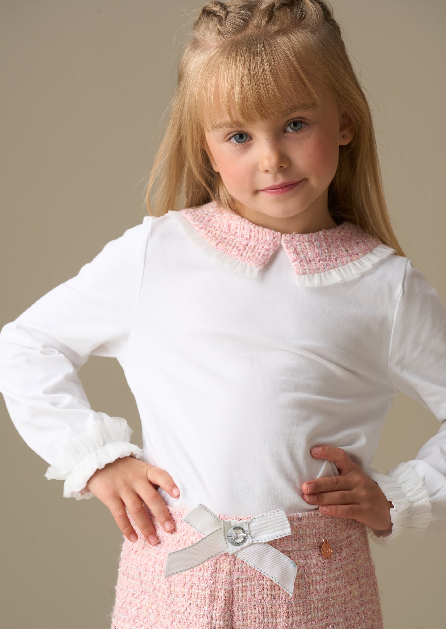 Faye Tweed Collar Ls Top