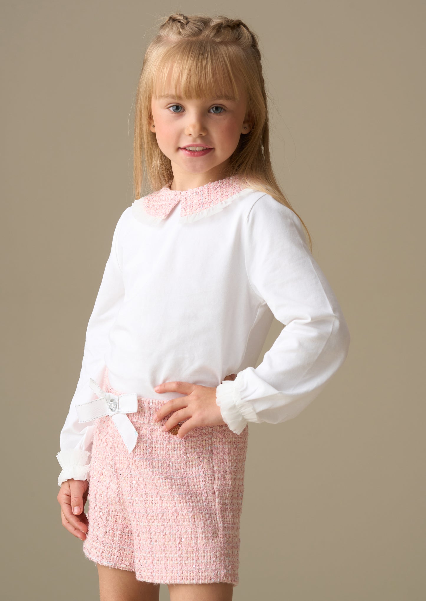 Faye Tweed Collar Ls Top