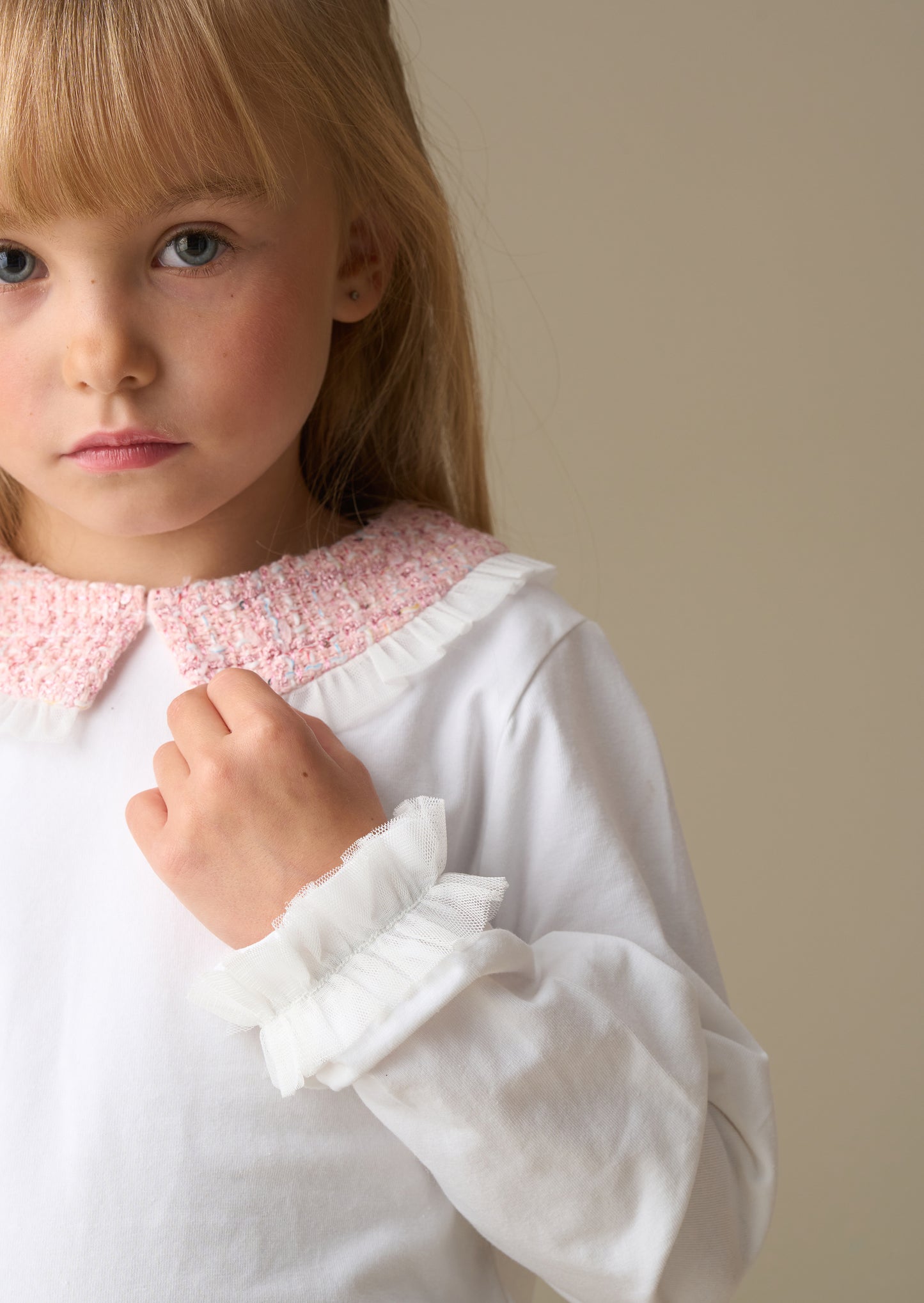 Faye Tweed Collar Ls Top