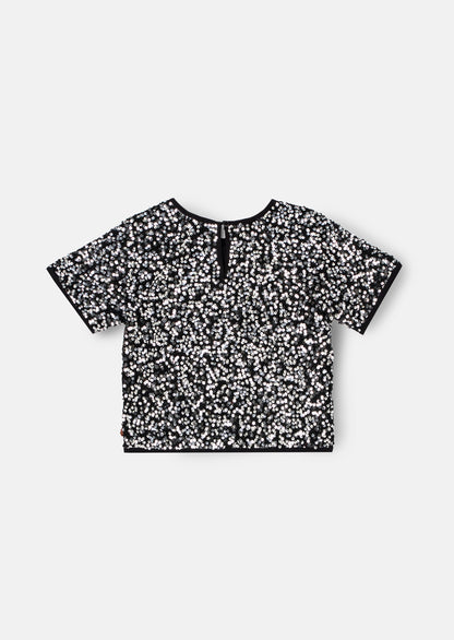 Leona Silver Sequin Top