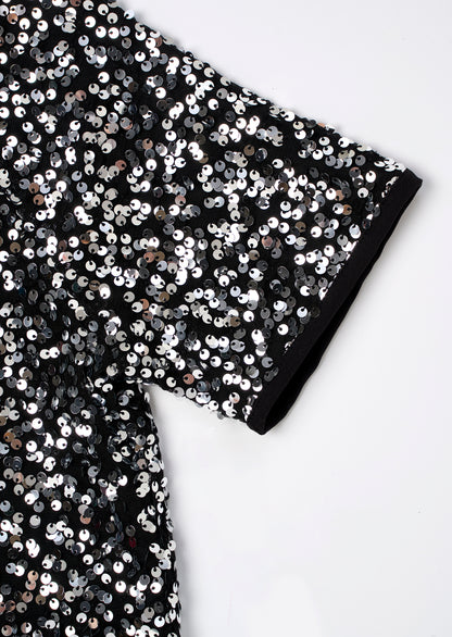 Leona Silver Sequin Top