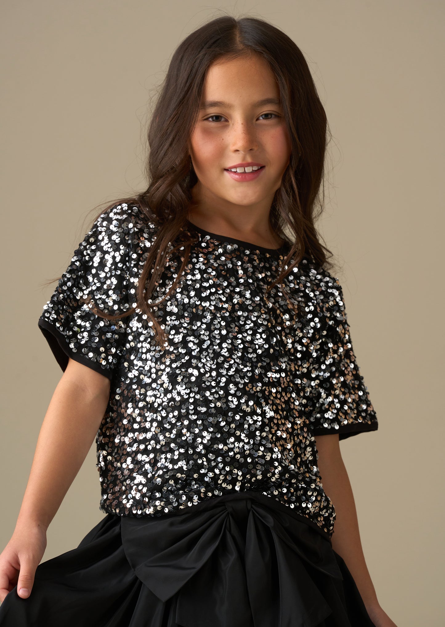 Leona Silver Sequin Top