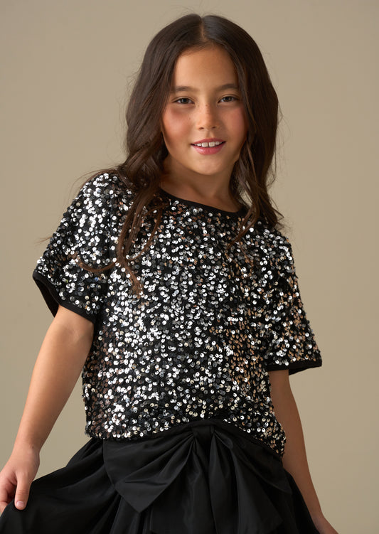 Leona Silver Sequin Top