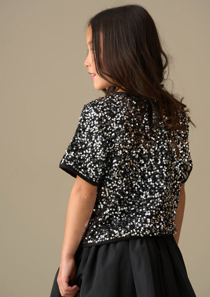 Leona Silver Sequin Top