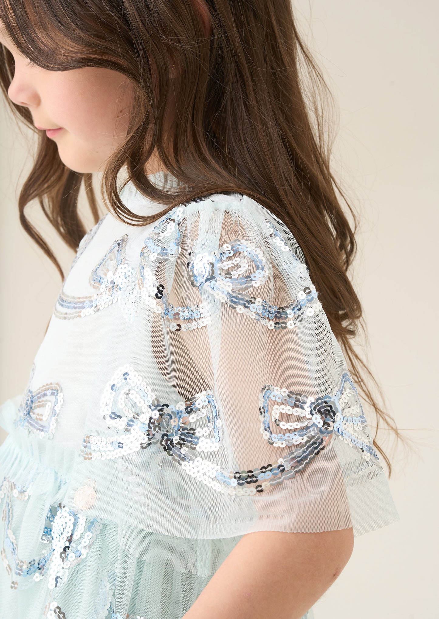Delta Mint Sequin Bow Mesh Dress