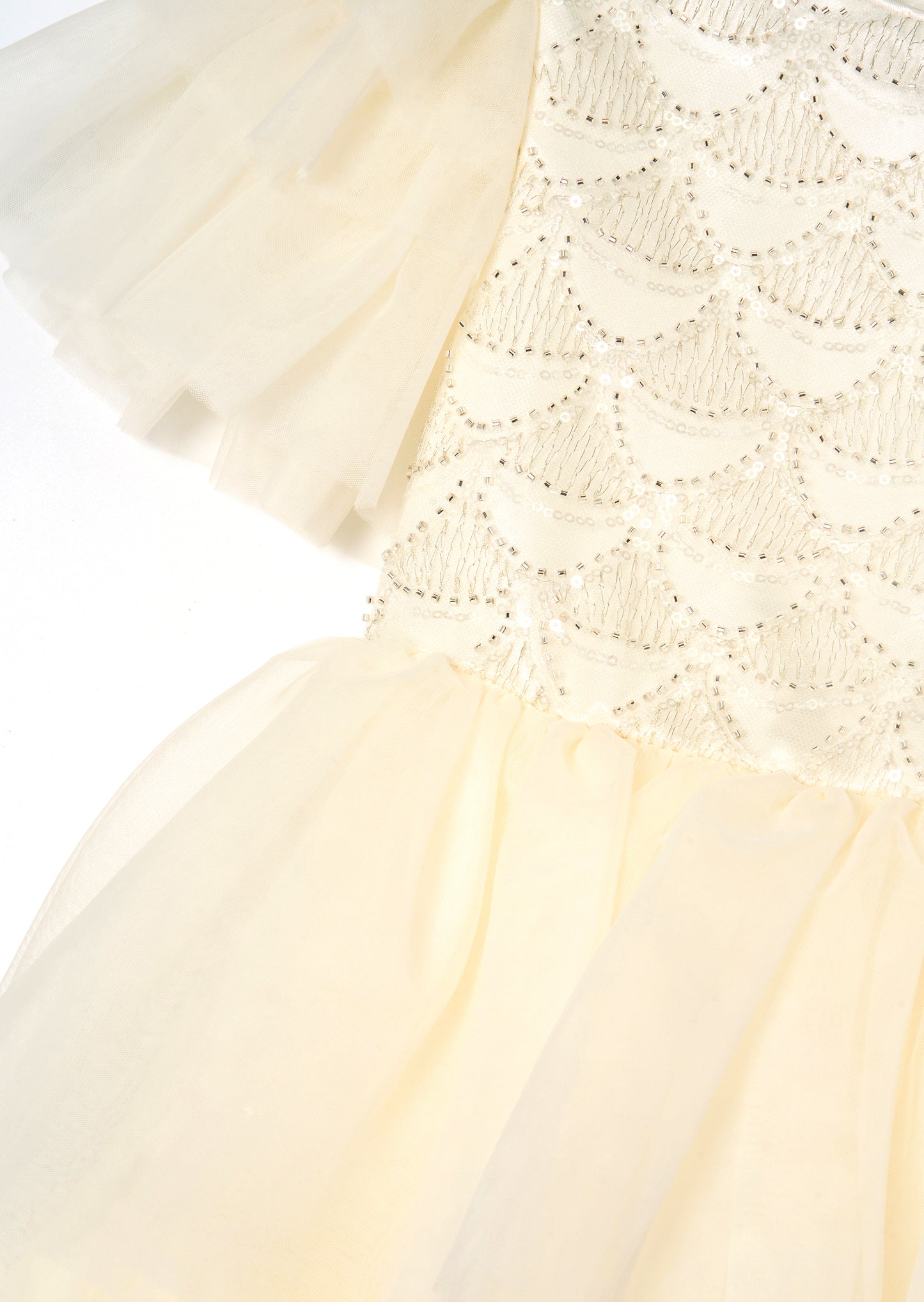Tiffany Ivory Beaded Tiered Tulle Dress