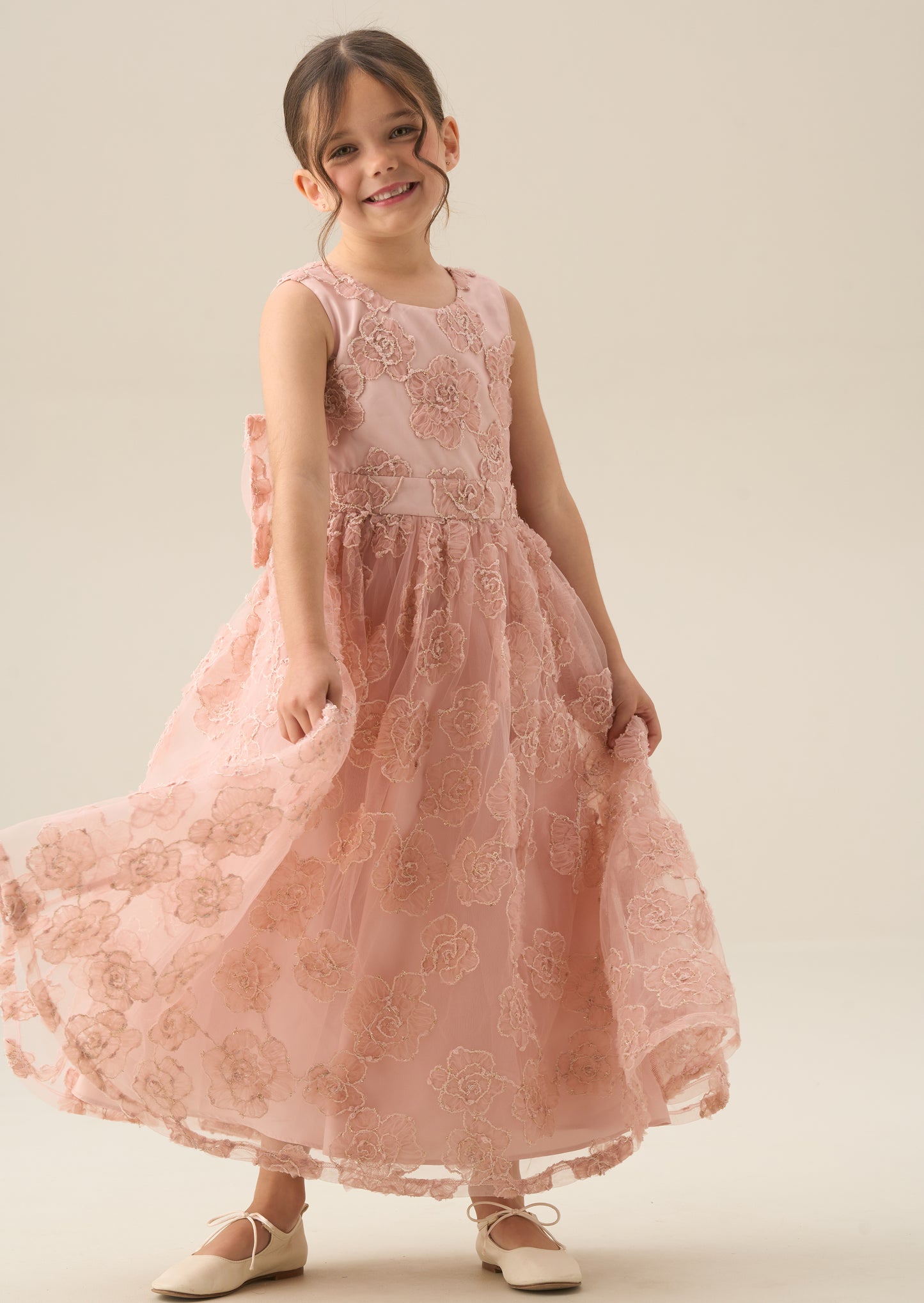 Louise Blush Embellished Bow Back Dress