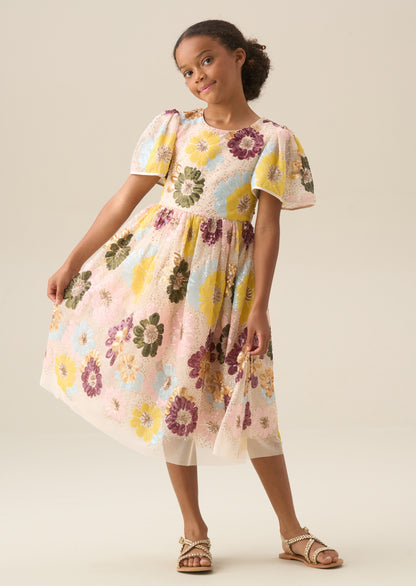 Verity Flower Sequin Dress