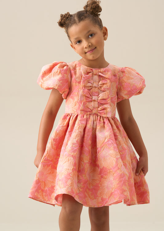 Georgia Pink Bow Jacquard Dress
