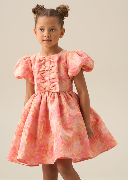 Georgia Pink Bow Jacquard Dress