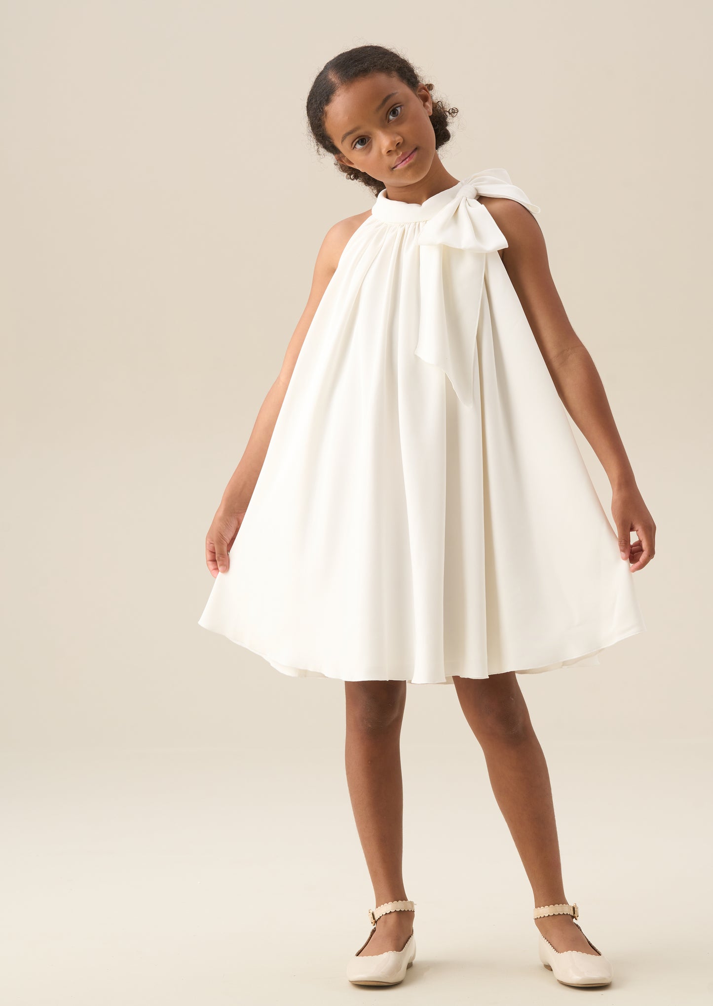 Amelia White Bow Swing Dress