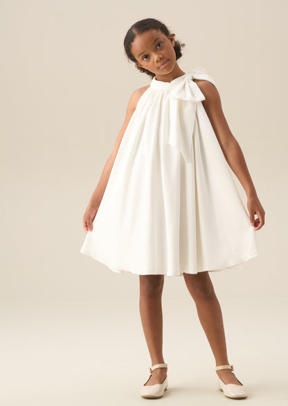 Amelia White Bow Swing Dress