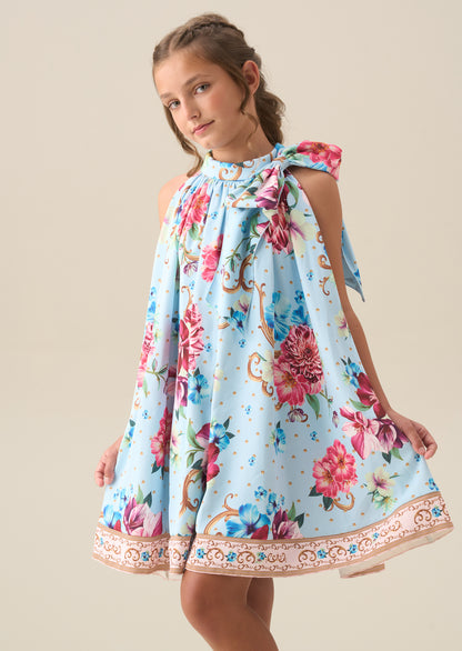 Amelia Print Bow Swing Dress