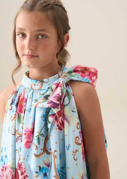 Amelia Print Bow Swing Dress
