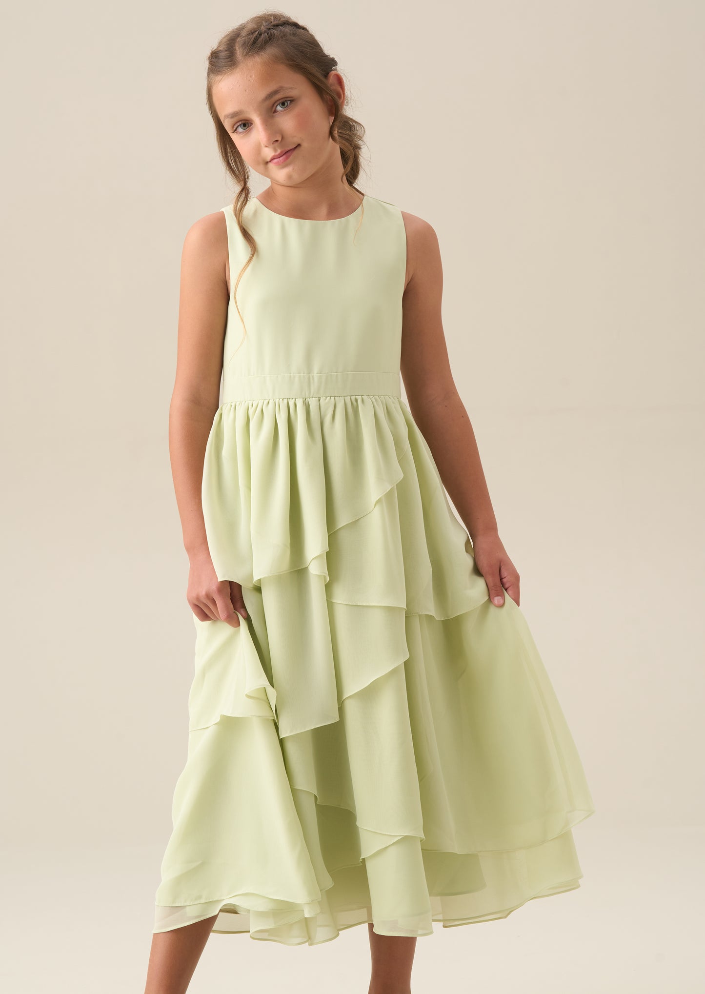 Letitia Sage Tiered Ruffle Dress