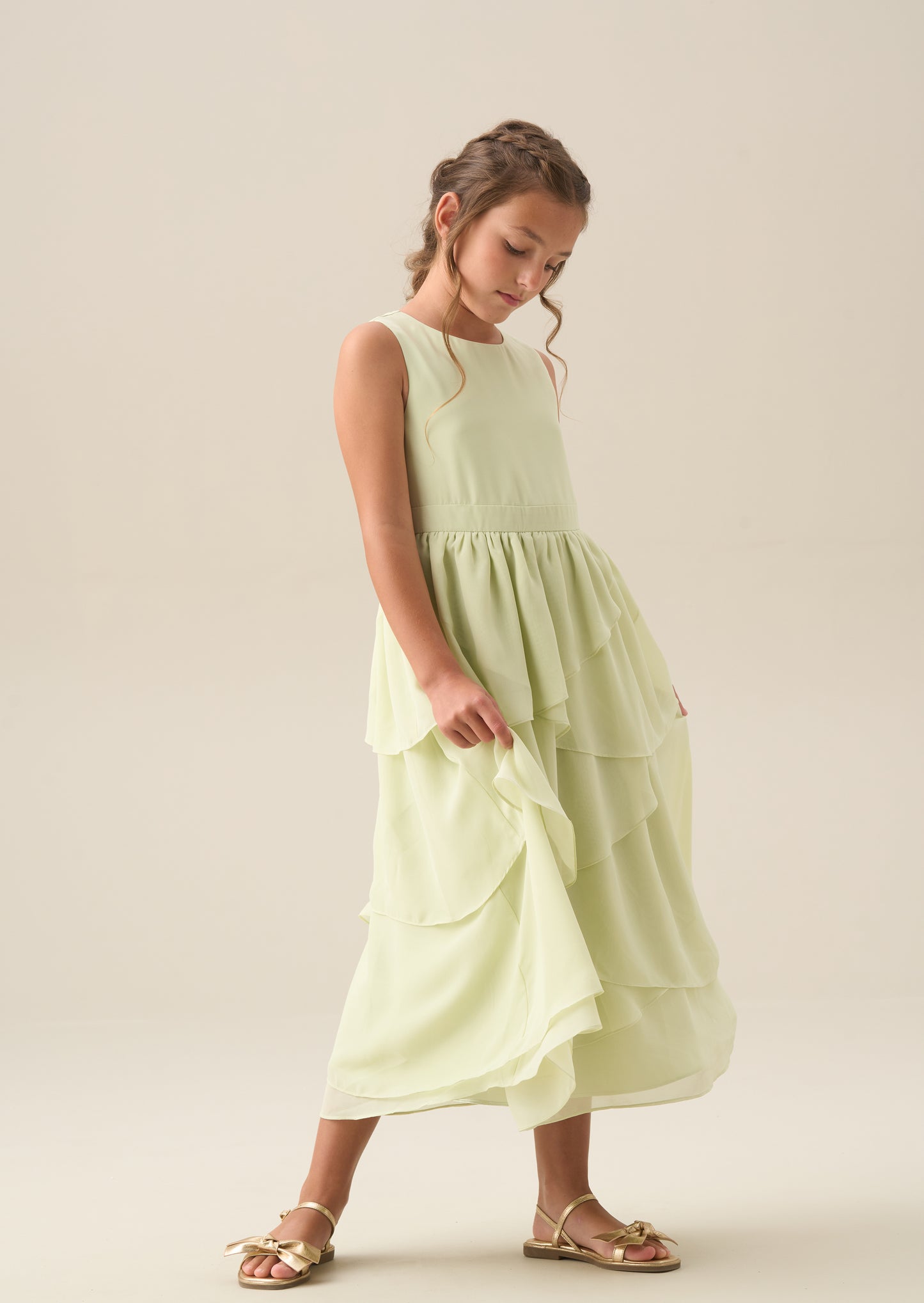Letitia Sage Tiered Ruffle Dress