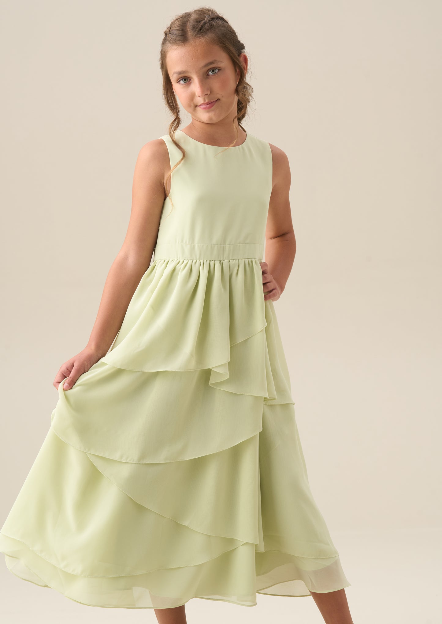 Letitia Sage Tiered Ruffle Dress