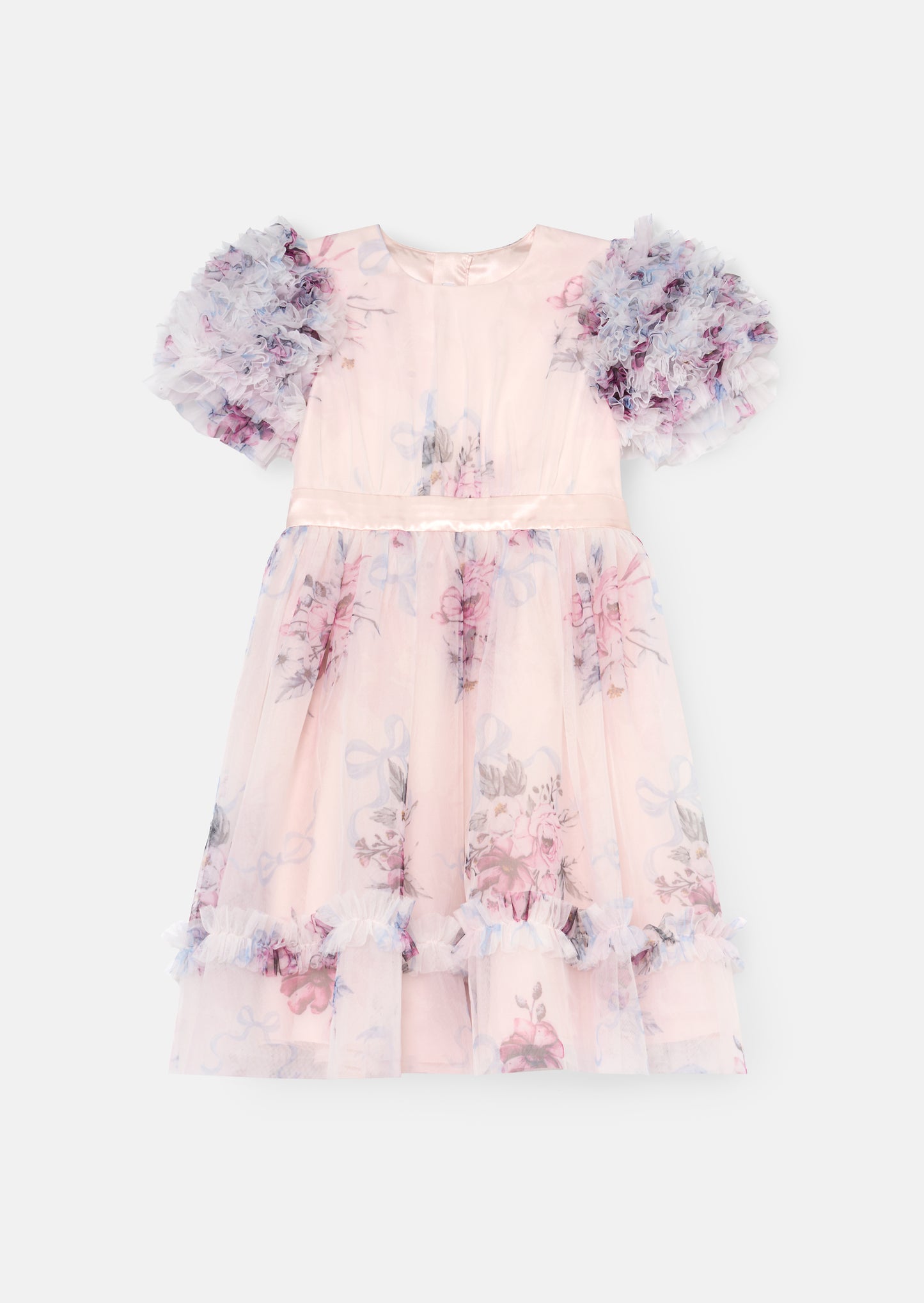 Florence Blush Ruffle Sleeve Mesh Dress