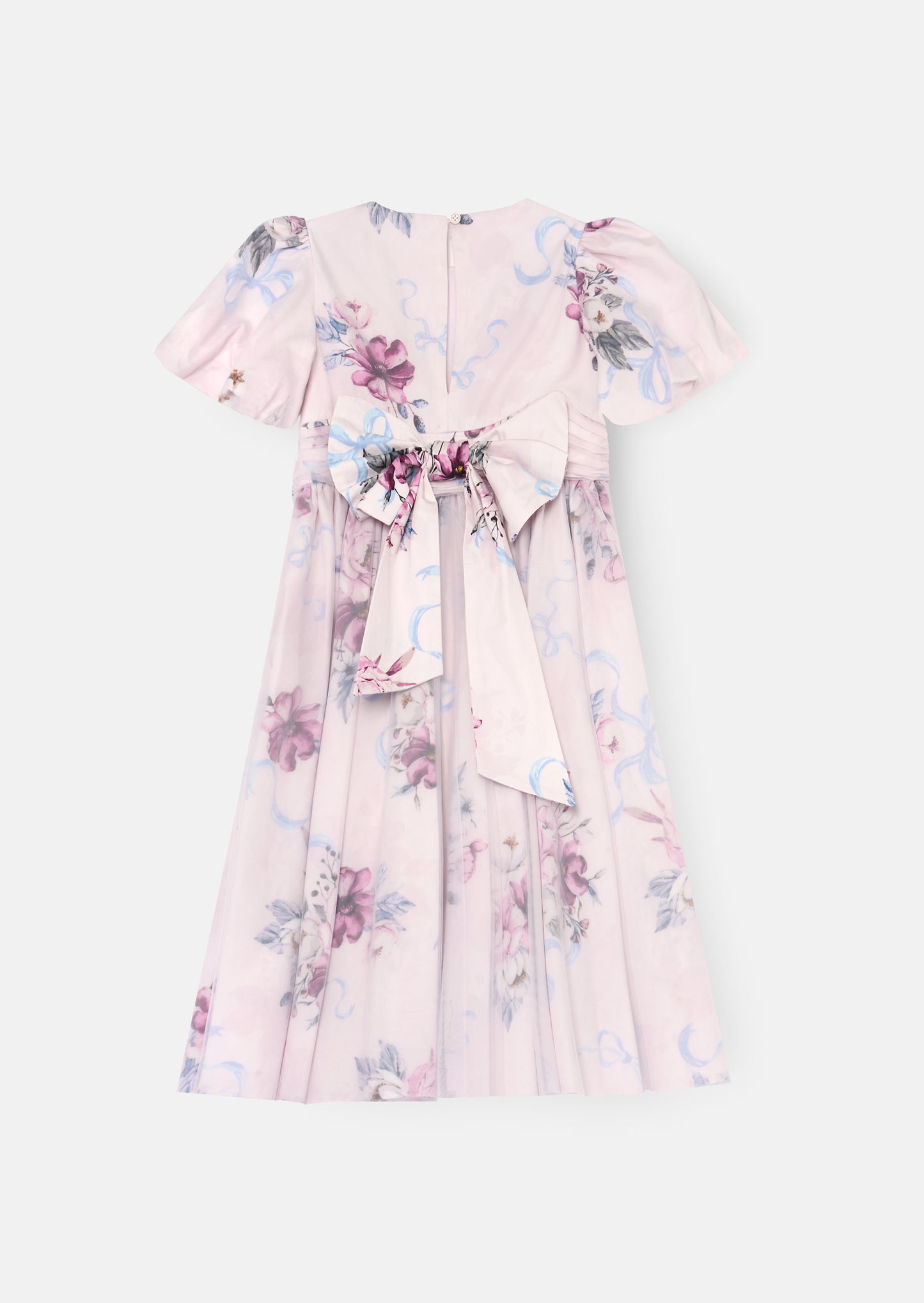 Rose Tulle Overlay Floral Print Dress