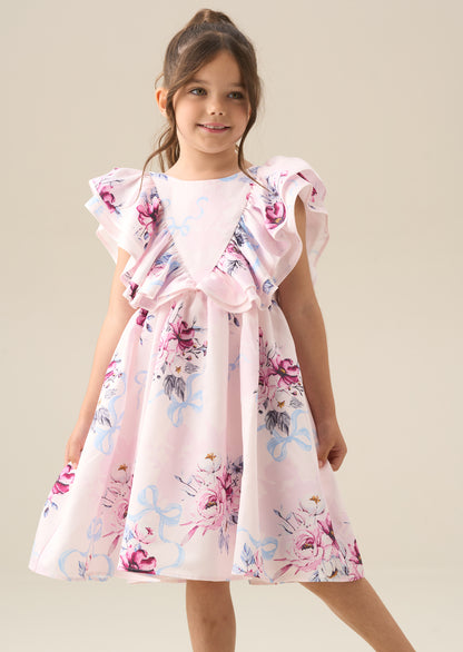 Emillie Print Frill Sleeve Dress