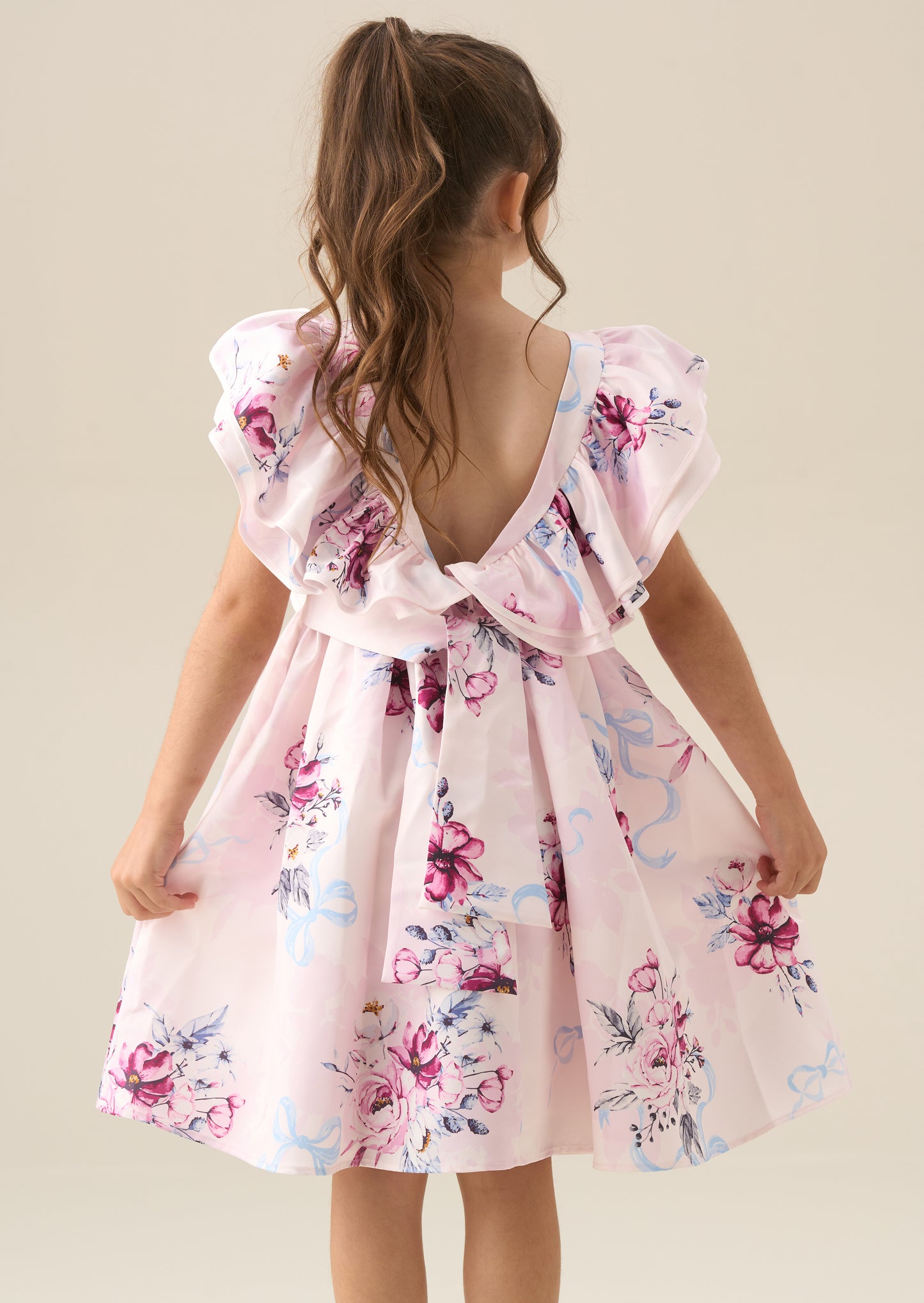 Emillie Print Frill Sleeve Dress