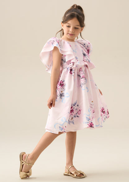 Emillie Print Frill Sleeve Dress