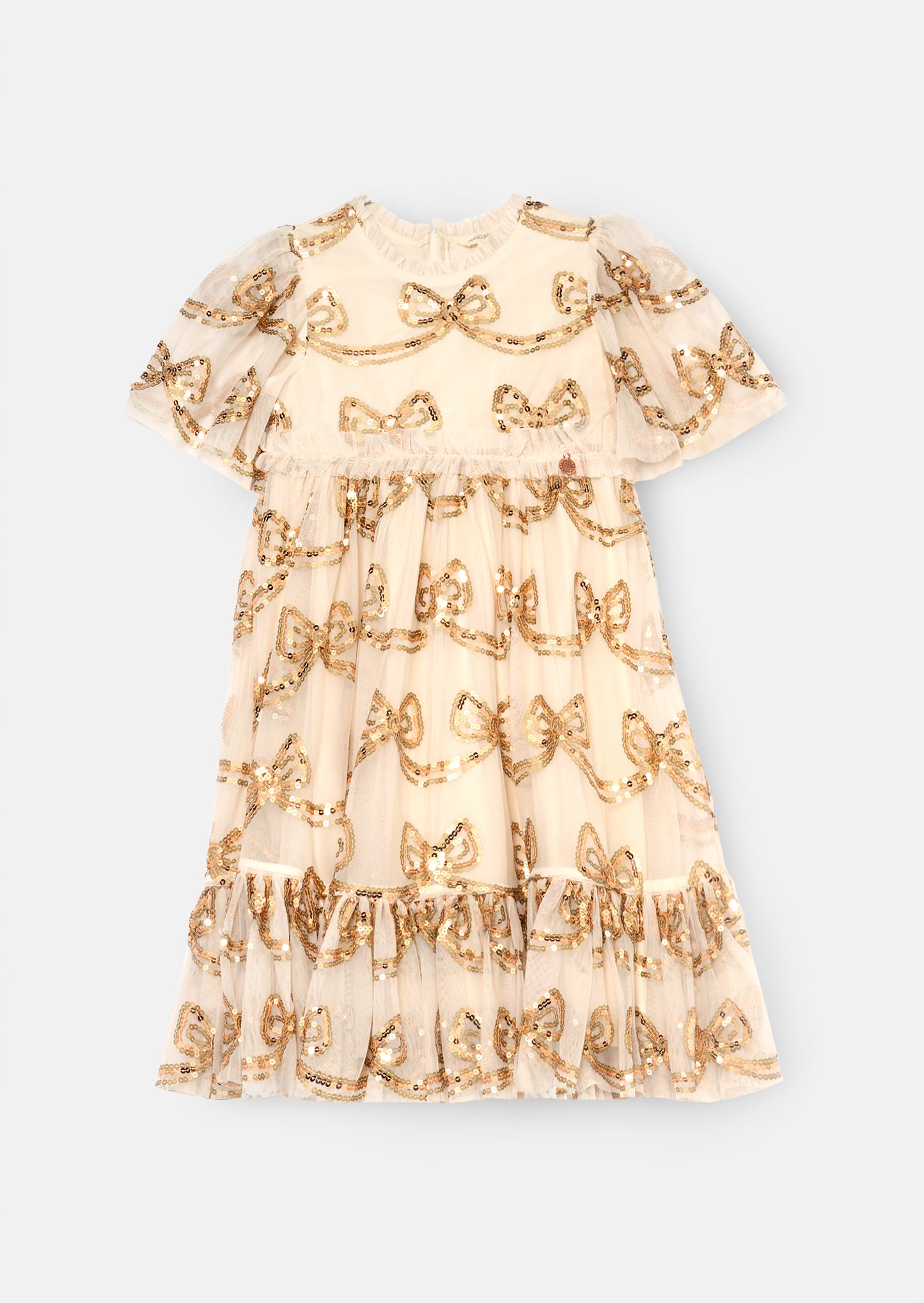Delta Champagne Sequin Bow Dress