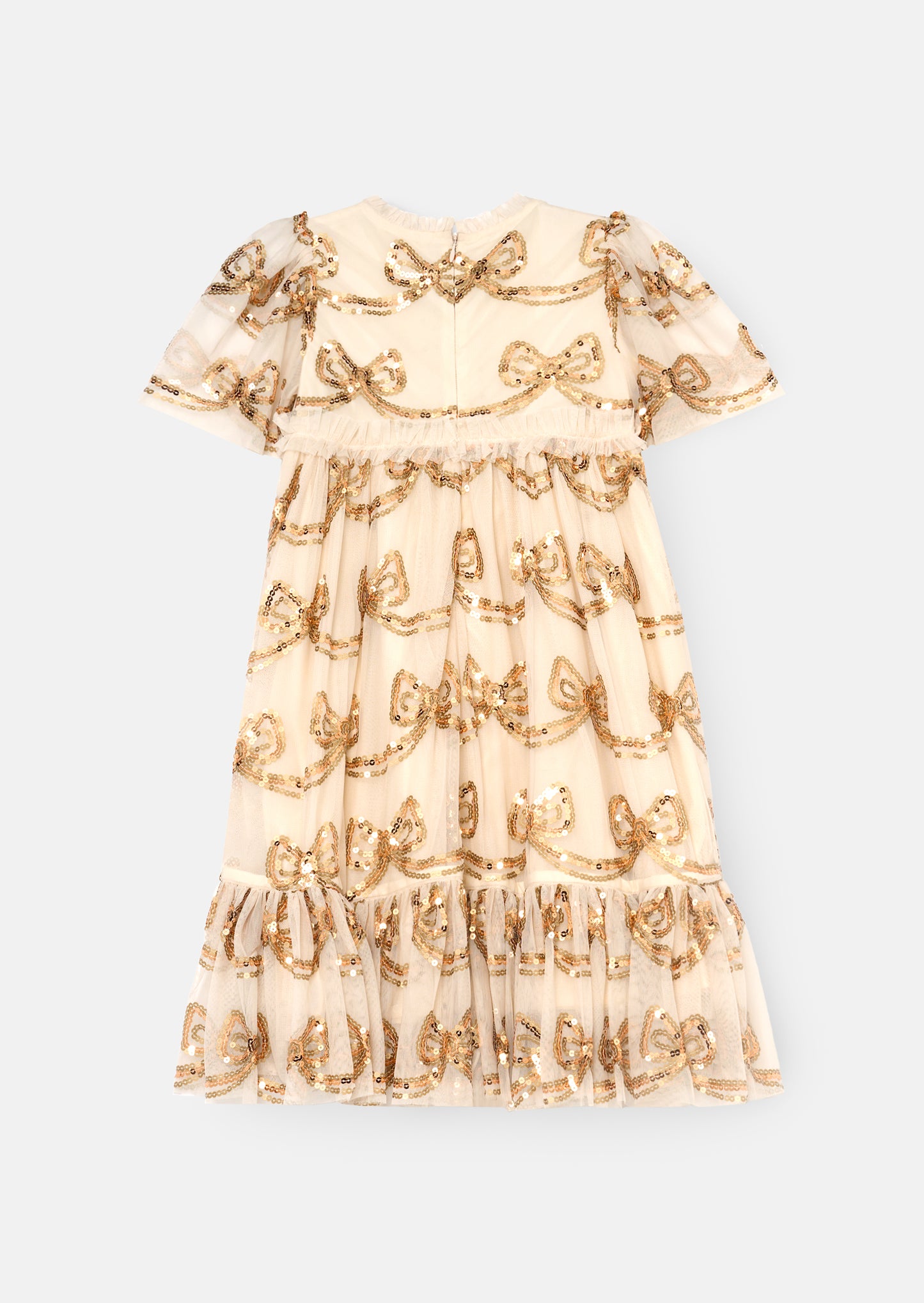 Delta Champagne Sequin Bow Dress