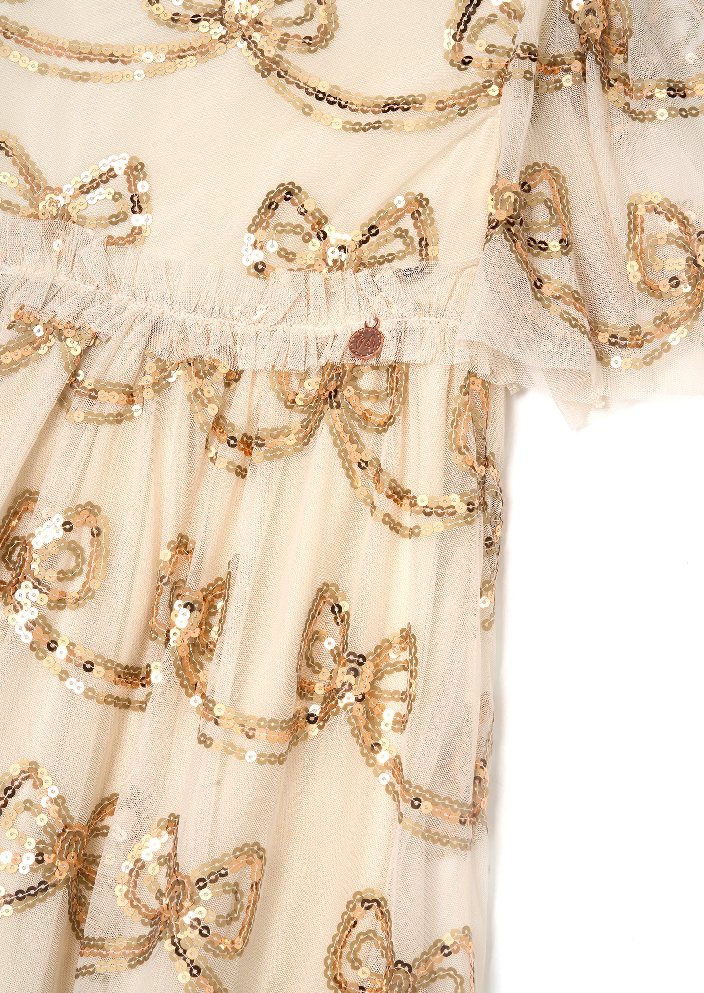Delta Champagne Sequin Bow Dress