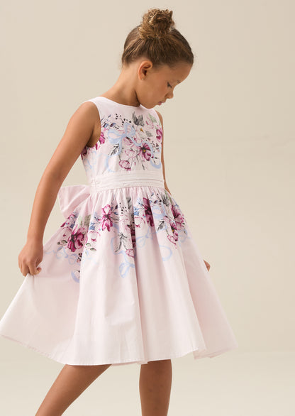 Elisa Blush Print Bow Back Dress